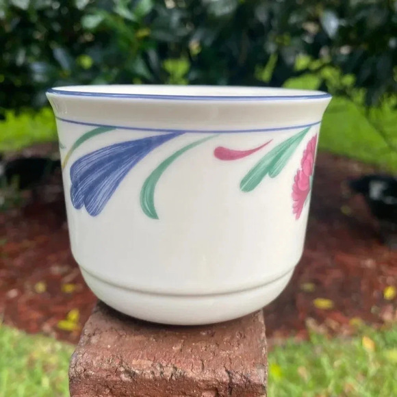 Lenox POPPIES on BLUE, 2 Flat Cups, 2.75" VINTAGE Excellent Condition USA - Picture 6 of 14